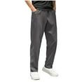 thumbnail image 1 of Kilaqueen Mens Pants Drawstring Elastic Waist Lightweight Straight Leg Pants with Pockets Summer Beach Vacation Yoga Trousers, 1 of 9