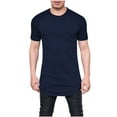 thumbnail image 1 of Kilaqueen Mens Shirts Crew Neck Short Sleeve Loose Hem Pullover Tops Solid Color Casual Gym Muscle Basic Tops, 1 of 6