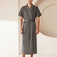 thumbnail image 1 of Kilaqueen Mens Short Sleeve Long Robe Terry Cloth Belted Bathrobe Sleepwear Summer Lightweight Spa Hotel Dressing Gown Loungewear with Pockets, 1 of 3