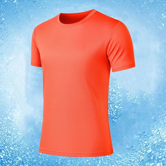 Kilaqueen Mens Short Sleeve Moisture Wicking Shirt Summer Lightweight Sun Protection Quick Dry Rash Guard Swim Shirt Workout Athletic Outdoor Running Tops