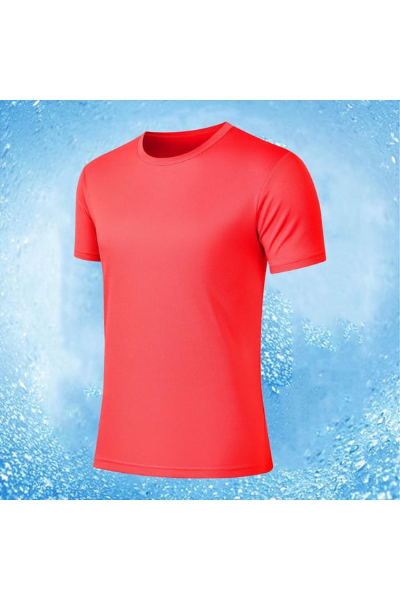 Mens Short Sleeve Moisture Wicking Shirt Summer Lightweight Sun Protection Quick Dry Rash Guard Swim Shirt Workout Athletic Outdoor Running Tops
