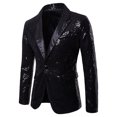 thumbnail image 1 of Kilaqueen Mens Single Breasted One Button Sequin Lapel Dress Suit Jacket Fashion Party Festival Tuxedo Club Porm Blazers, 1 of 7