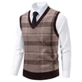 thumbnail image 1 of Kilaqueen Mens Soft V Neck Plaid Knitted Sweater Vest Dress Sleeveless Autumn Winter Warm Pullover Vest Classic Business Slim Fit Thick Tank Tops Knitwear, 1 of 5