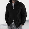 thumbnail image 1 of Kilaqueen Mens Stand Collar Cardigan Sweater Cable Knit Full Zipper Closure Knitted Texture Fall Winter Sweaters Outerwear Casual Loose Fit Long Sleeve Open Front Warm Work Cardigan Sweaters, 1 of 4