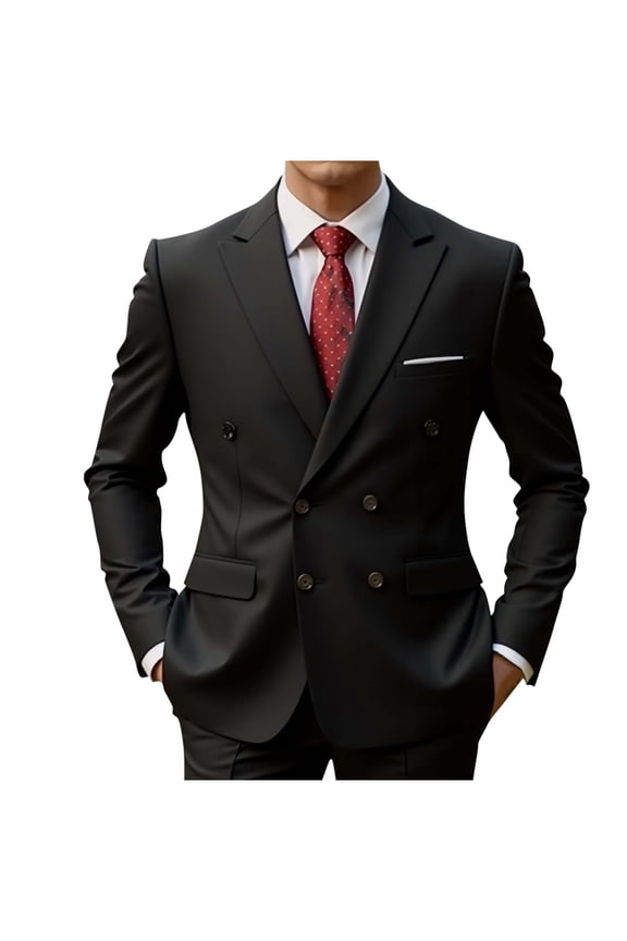 Mens Suit Jacket Solid-Color Business Double Breasted Classic Fit Blazer for Business, Wedding, Prom & Formal Events