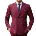 thumbnail image 1 of Kilaqueen Mens Suit Jacket Solid-Color Business Double Breasted Classic Fit Blazer for Business, Wedding, Prom & Formal Events, 1 of 3
