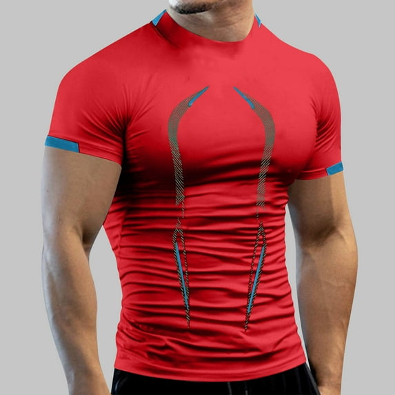 Kilaqueen Mens Tops Short Sleeve Mock Neck Quick Dry Moisture Wicking Pullovers Trendy Lightweight Athletic Workout Fitness Gym Shirts