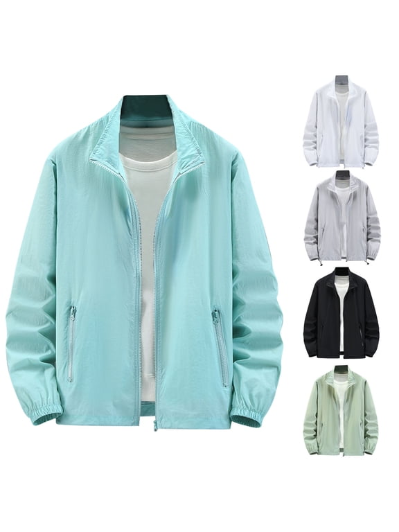 Mens UPF 50+ Sun Protection Jacket Windbreaker Lightweight Sun Jackets Quick Dry Outdoor Hiking Travel Zip Up Coat