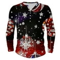 thumbnail image 1 of Kilaqueen Mens Ugly Christmas Henley Shirts Funny Xmax Print Half Buttoned Pullover Tops Casual Fashion Vacation Holiday Tops, 1 of 4