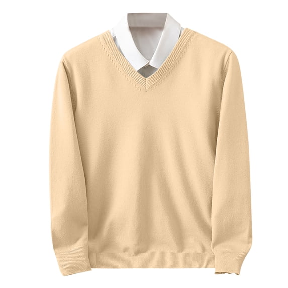 Kilaqueen Mens V Neck Dress Sweater Soft Lightweight Knit Long Sleeve Slim Fit Sweaters Fashion Casual Office Classic Pullover Tops