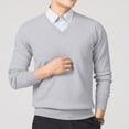 thumbnail image 1 of Kilaqueen Mens V Neck Sweater Solid Color Lightweight Long Sleeve Ribbed Knit Pullover Casual Trendy Fall Going Out Sweaters, 1 of 4