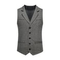 thumbnail image 1 of Kilaqueen Mens Vintage Herringbone Suit Vest Single Breasted V Neck Notch Lapel Slim Fit Waistcoat for Wedding Groomsmen, 1 of 9