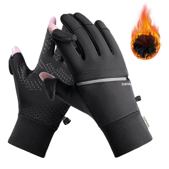 Kilaqueen Mens Womens Fingerless Gloves Anti-slip Windproof Gloves for Cold Weather Zipper Work Gloves for Fishing Running Driving Hiking