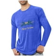 thumbnail image 1 of Kilaqueen Merry Christmas Print Mens Shirts Long Sleeve Crewneck Pullover Tops Casual Soft Comfort T-Shirt, 1 of 4