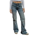 thumbnail image 1 of Kilaqueen Mid Rise Flare Jeans for women Trendy Stretchy Bootcut Curvy Denim Pants Casual Relaxed-Fit Pants with Pockets, 1 of 9