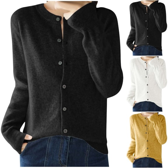 Kilaqueen Mock Neck Cardigan Sweaters for Women Button Down Lightweight Cardigans Trendy Long Sleeve Soft Comfy Open Front Knitted Sweater Tops