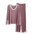 thumbnail image 1 of Kilaqueen Modal Pajamas for Women Soft Long Sleeve V Neck Pullover Top and Pj Botton Long Pants Cozy Loose Sleepwear 2 Piece Outfits Lounge Sets, 1 of 5