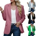 thumbnail image 1 of Kilaqueen Notched Lapel Blazers for Women Business Casual 2 Button Office Slim Fitness Suit Jacket with Pockets Long Sleeve Open Front Plus Size Blazer, 1 of 8