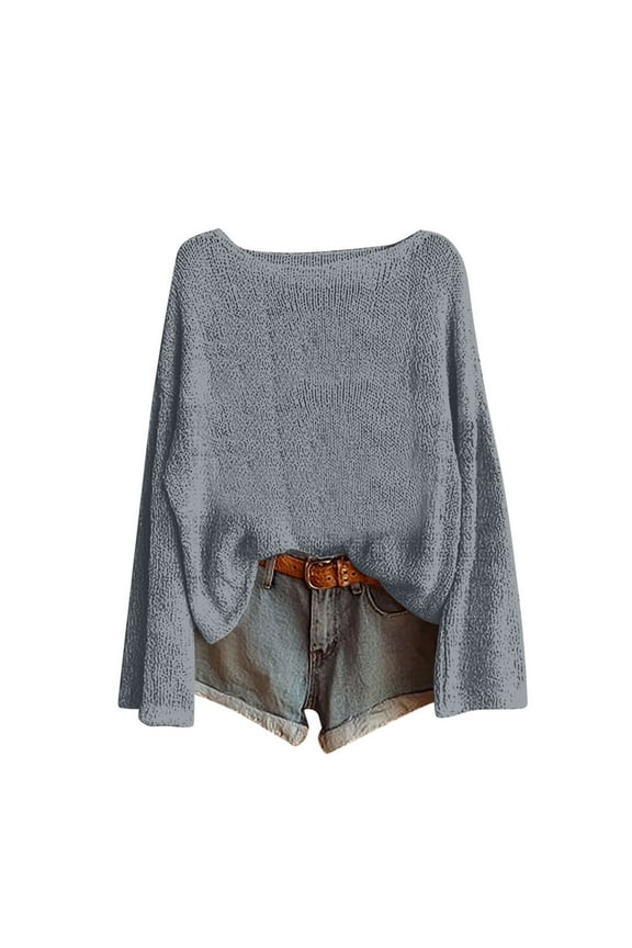 Off The Shoulder Sweater Women Trendy Boat Neck Pullover Tops Oversized Comfy Knit Tops Sweater Baggy Fall Y2k Clothes