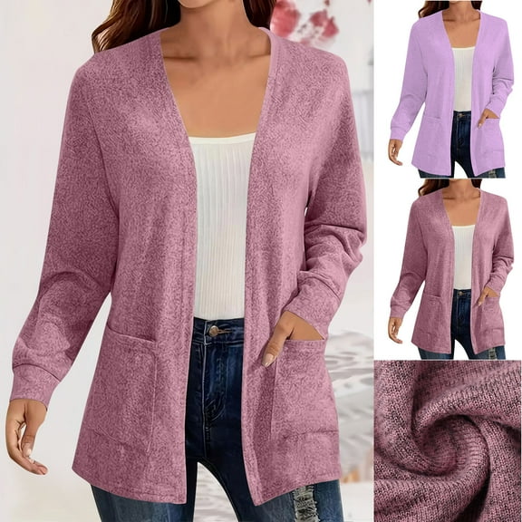 Kilaqueen Open Front Cardigan Sweaters for Women Long Sleeve Womens Cardigan Casual Plus Size Cardigan with Pockets Loose Oversized Cardigans