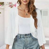 Kilaqueen Open Front Cardigan for Women Summer Sheer Cover Up Top Shrug Chiffon Cardigans Lightweight Bolero Shrug for Dresses