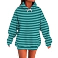 thumbnail image 1 of Kilaqueen Oversized Hoodies for Women Comfy Loose Long Sleeve Striped Sweatshirts Color Block Drawstring Hooded Sweatshirt Pullover Fall Winter Trendy Outfits, 1 of 4