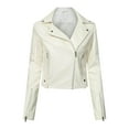 thumbnail image 1 of Kilaqueen PU Leather Jacket Women Zip Up Long Sleeve Bomber Crop Outerwear Slim Fit Motorcycle Crop Jacket, 1 of 3