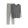 thumbnail image 1 of Kilaqueen Pajamas for Men Soft and Comfortable Solid Color Crewneck Casual Sleepwear Elastic Drawstring Waist Loungepants with Pockets, 1 of 3