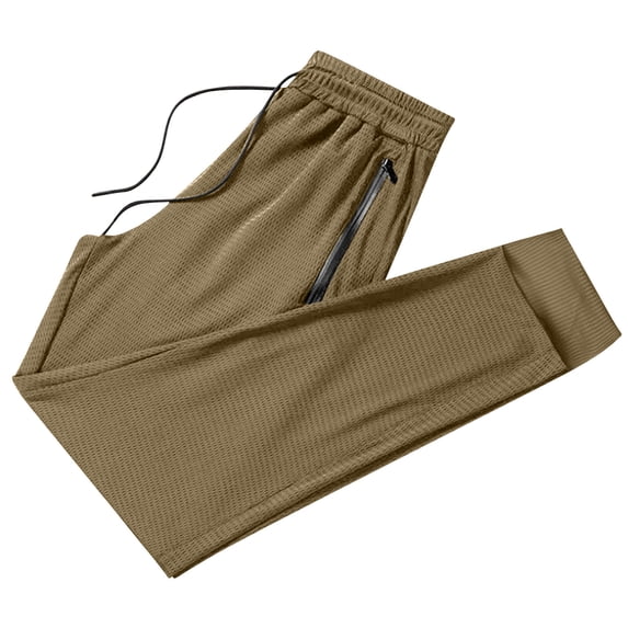 Kilaqueen Pants for Men Lightweight Drawstring Elastic Waist Quick Dry Joggers Comfy Breathable Running Gym Athletic Trousers with Zip Pockets