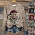 thumbnail image 1 of Kilaqueen Pearl Santa Graphic Womens Crewneck Sweatshirts Dressy Trendy Long Sleeve Rhinestone Sweatshirt Holidays Tunic Tops Fall Pullover Blouses, 1 of 6