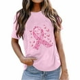 thumbnail image 1 of Kilaqueen Pink Ribbon Shirts for Women Octoble Breast Cancer Awareness T-Shirt Short Sleeve Round Neck Hope Inspirational Blouse Tunic Tops, 1 of 3