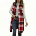 thumbnail image 1 of Kilaqueen Wool Blend Vest for Women Flannel Plaid Lapel Sleeveless Button Down Long Coat Trendy Warm Casual Cardigans, 1 of 5