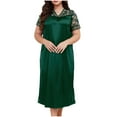 thumbnail image 1 of Kilaqueen Plus Size Nightgowns for Women Lace Trim Satin Silk Short Sleeve V Neck Nightdress Solid Color Soft Comfort Maxi Sleepwear, 1 of 5
