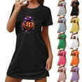 thumbnail image 1 of Kilaqueen Plus Size Nightgowns for Women Trendy Short Sleeve Nightshirts Pumpkin Graphic Halloween Nightgown Loose Fitness Comfort Sleepwear, 1 of 3