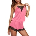 thumbnail image 1 of Kilaqueen Plus Size Pajama Set Women Spaghetti Strap Lace Trim Tank Top and Shorts Sleepwear Pajama Set, 1 of 2