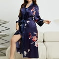 thumbnail image 1 of Kilaqueen Plus Size Silk Robes for Women Classic Vintage Floral Print Long Satin Robes Sleepwear Nightgown Dressing Gown Wedding Robe Kimono Cover-Up Nightgown Loungewear Blouse, 1 of 3