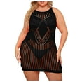 thumbnail image 1 of Kilaqueen Plus Size Swimsuit Cover Up Hollow Out Sleeveless See Through Crew Neck Tunic Tops Sexy Trendy Summer Bikini Coverup, 1 of 6