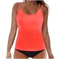 thumbnail image 1 of Kilaqueen Plus Size Swimsuit for Women Two Piece Spaghetti-Strap Tank top with Bottoms Tummy Control Swim trunks Bathing Suit, 1 of 6