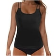 thumbnail image 1 of Kilaqueen Plus Size Swimsuit for Women Two Piece Spaghetti-Strap Tank top with Bottoms Tummy Control Swim trunks Bathing Suit, 1 of 6