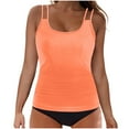 thumbnail image 1 of Kilaqueen Plus Size Swimsuit for Women Two Piece Spaghetti-Strap Tank top with Bottoms Tummy Control Swim trunks Bathing Suit, 1 of 6