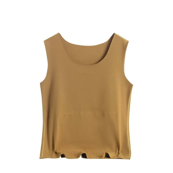 Kilaqueen Plus Size Tank Tops for Women Warm Sleeveless Solid Color Soft Layer Vest for Cold Weather Comfy Seamless Underwear Thermal Tops