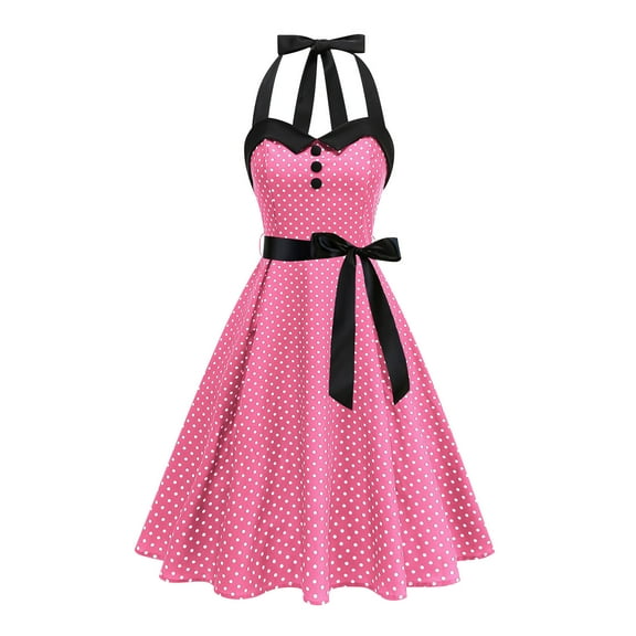 Kilaqueen Polka Dot Dresses for Women A-Line Off Shoulder Sleeveless Swing Dresses Vintage 1950s Cocktail Party Homecoming Dresses