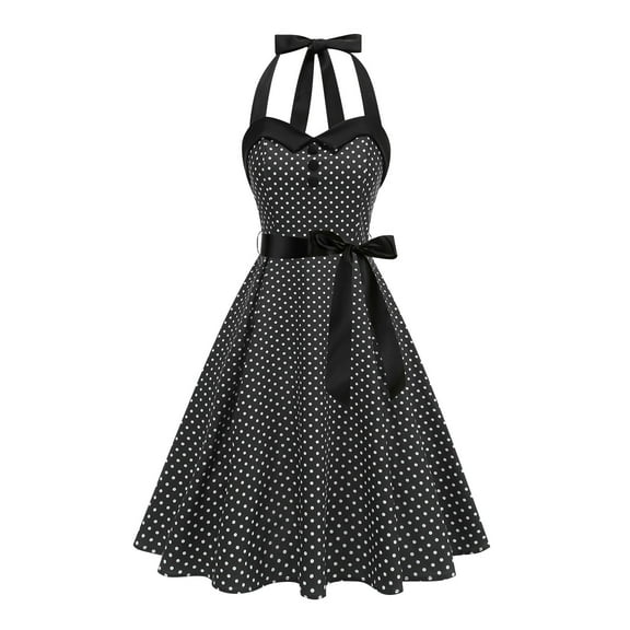 Kilaqueen Polka Dot Dresses for Women A-Line Off Shoulder Sleeveless Swing Dresses Vintage 1950s Cocktail Party Homecoming Dresses