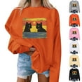 thumbnail image 1 of Kilaqueen Pumpkin Halloween Sweatshirts for Women Casual Fashion Oversized Hoodie Graphic Printed Crewneck Sweatshirts Warm Fall Pullover Blouses, 1 of 5