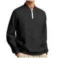 thumbnail image 1 of Kilaqueen Quarter Zip Sweatshirt for Men Long Sleeve Solid Color Pullover Tops with Pocket Casual Comfy Trendy Sweatshirt, 1 of 6