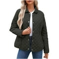 thumbnail image 1 of Kilaqueen Quilted Jackets for Women Lightweight Long Sleeve Button Down Diamond Puffer Jacket Oversized Casual Winter Coats with Pocket, 1 of 9