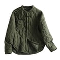 thumbnail image 1 of Kilaqueen Quilted Jackets for Women Solid Color Long Sleeve Lightweight Crew Neck Button Down Coats, 1 of 9