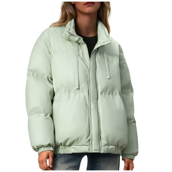 Kilaqueen Quilted Puffer Jacket for Women Long Sleeve Solid Color Full Zipper Padded Coat with Pockets 2025 Winter Warm Outerwear