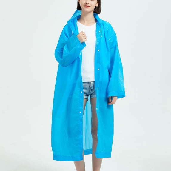 Kilaqueen Raincoat for Adults Reusable EVA Poncho with Hood Waterproof Raincoats Long Rain Jacket for Men Women Outdoor Camping Hiking