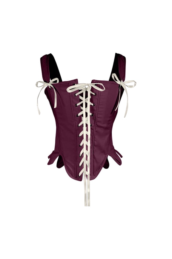 Retro Bustier Tops for Women Renaissance Vintage Lace Up Body Shaper Overbust Corset Tops Tie Front Medieval Bustier Shapewear Top Bodic